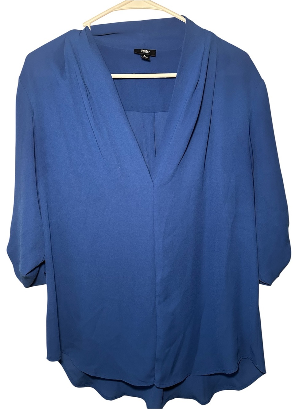 Mossimo Blue V-Neck Sheer Light Half Sleeve Blouse Office Casual Flowy Comfort